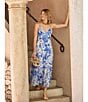 Ro's Garden Brittany Printed V-Neck Sleeveless Midi Dress, Color:Blue - Image 5