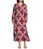 Ro's Garden Brussels Collar Neck Long Sleeve Button Front Midi Dress, Color:Red - Image 1