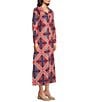 Ro's Garden Brussels Collar Neck Long Sleeve Button Front Midi Dress, Color:Red - Image 3