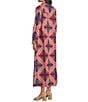 Ro's Garden Brussels Collar Neck Long Sleeve Button Front Midi Dress, Color:Red - Image 4