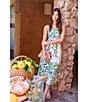 Ro's Garden Camilllie Printed Scoop Neck Sleeveless Midi Dress, Color:Yellow - Image 4