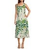Ro's Garden Camilllie Printed Scoop Neck Sleeveless Midi Dress, Color:Yellow - Image 1