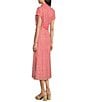 Ro's Garden Catherine Point Collar Short Sleeve Button Front Midi Dress, Color:Red - Image 4