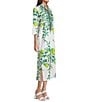 Ro's Garden Clorinda Printed Mandarin Collar 3/4 Sleeve Long Kurta Midi Dress, Color:Yellow - Image 3