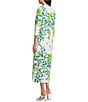 Ro's Garden Clorinda Printed Mandarin Collar 3/4 Sleeve Long Kurta Midi Dress, Color:Yellow - Image 4