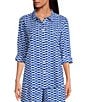 Ro's Garden Copenhagen Collar Button Front Long Sleeve Coordinating Shirt, Color:Blue - Image 1