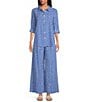 Ro's Garden Copenhagen Collar Button Front Long Sleeve Coordinating Shirt, Color:Blue - Image 3