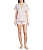 Ro's Garden Cora Short Sleeve Notch Collar Shorty Knit Cupid Print Pajama Set, Color:Red - Image 1