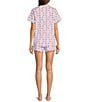 Ro's Garden Cora Short Sleeve Notch Collar Shorty Knit Elephant Print Pajama Set, Color:Rose Elephants - Image 2