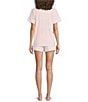 Ro's Garden Cora Short Sleeve Notch Collar Shorty Knit Heart Print Pajama Set, Color:Red Hearts - Image 2