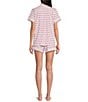 Color:Pink Love Bug - Image 2 - Cora Short Sleeve Notch Collar Shorty Knit Love Bug Print Pajama Set