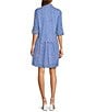 Ro's Garden Deauville Capri Print Collar Neck 3/4 Sleeve Button Front Dress, Color:Capri Blue - Image 4