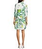 Ro's Garden Deauville Printed Point Collar 3/4 Sleeve Button Front Dress, Color:Yellow - Image 2