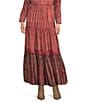 Ro's Garden Frilly Baltistan High Rise A-Line Flounce Maxi Skirt, Color:Red - Image 1