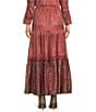 Ro's Garden Frilly Baltistan High Rise A-Line Flounce Maxi Skirt, Color:Red - Image 2