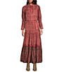 Ro's Garden Frilly Baltistan High Rise A-Line Flounce Maxi Skirt, Color:Red - Image 3