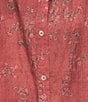 Ro's Garden Gin Woven Baltistan Point Collar Bow Tie Neck Ruched Long Puff Sleeve Button Front Blouse, Color:Red - Image 5