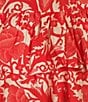 Ro's Garden Hunan Woven Floral Print V-Neck Flutter Sleeve Tie Waist Dress, Color:Red - Image 3