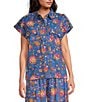 Ro's Garden Netherlands Button Front Collar Short Sleeve Shirt, Color:Light Blue - Image 1