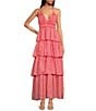 Ro's Garden Nevada Tiered V-Neck Sleeveless Maxi Dress, Color:Red - Image 1