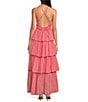 Ro's Garden Nevada Tiered V-Neck Sleeveless Maxi Dress, Color:Red - Image 2