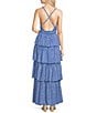 Ro's Garden Nevada Tiered V-Neck Sleeveless Maxi Dress, Color:Blue - Image 2