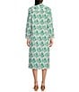 Color:Green - Image 2 - Newport Floral Print Split V-Neck 3/4 Sleeve Kurta Midi Dress