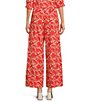 Ro's Garden Nico Woven Floral Print Elastic Waist Drawstring Pull-On Pants, Color:Red - Image 2