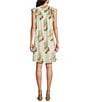 Color:Multi - Image 2 - Parker Ostrich Print V-Neck Short Flutter Sleeve Pocketed A-Line Shift Dress