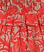Ro's Garden Percy Woven Floral Print Scoop Neck Short Puff Sleeve Midi Dress, Color:Red - Image 3