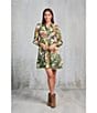 Ro's Garden Romy Floral Print Point Collar Button Front Long Sleeve Tiered Above the Knee A-Line Dress, Color:Green - Image 4