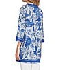 Ro's Garden Tokyo Printed Mandarin Collar 3/4 Sleeve Tunic, Color:Blue - Image 4