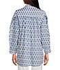 Color:Blue Omega - Image 2 - Tussa Banded Collar Button Down Long Sleeve Top