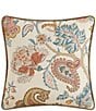 Rose Tree Fleur Paisley Damask Print Decorative Square Pillow - Image 1