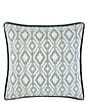 Color:Teal - Image 2 - Harrogate Teal Damask & Geometric Reversible Square Pillow