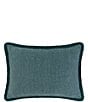 Color:TEAL - Image 2 - Harrogate Teal Fringed Damask & Striped Reversible Breakfast Pillow