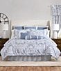 Color:Periwinkle - Image 1 - Woven Damask Floral Print Comforter Set