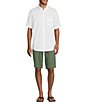 Color:Olive Green - Image 3 - Flat Front Stretch Washed 13#double; Inseam Chino Shorts
