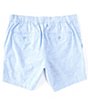 Color:Light Blue - Image 2 - Flat-Front Chambray Leaf Print 5#double; Inseam Shorts