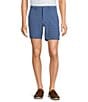 Roundtree & Yorke 7#double; Flat Front Performance Solid Texture Shorts, Color:Dusty Blue - Image 1