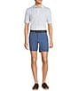 Roundtree & Yorke 7#double; Flat Front Performance Solid Texture Shorts, Color:Dusty Blue - Image 3