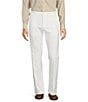 Color:White - Image 1 - Andrew Straight Fit Flat Front Solid Linen Blend Pants
