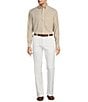Color:White - Image 3 - Andrew Straight Fit Flat Front Solid Linen Blend Pants