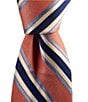 Roundtree & Yorke Big & Tall Fran Striped Print 3 3/8#double; Silk Tie, Color:Coral - Image 1