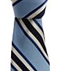 Roundtree & Yorke Big & Tall Fran Striped Print 3 3/8#double; Silk Tie, Color:Blue - Image 1