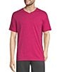 Color:Fuchsia Heather - Image 1 - Big & Tall Garment Washed Short Sleeve Solid V-Neck T-Shirt
