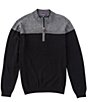 Color:Black - Image 1 - Big & Tall Long-Sleeve Color Block Quarter-Zip Pullover
