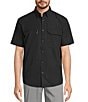 Roundtree & Yorke Big & Tall Performance Charter Vented Short Sleeve Solid Sport Shirt, Color:Caviar - Image 1
