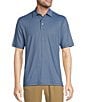 Color:Peacoat Blue - Image 1 - Big & Tall Performance Short Sleeve Mini Gingham Print Polo Shirt