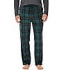 Roundtree & Yorke Big & Tall Plaid Micro Fleece Sleep Pants, Color:Dark Hunter Green - Image 1